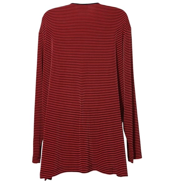 Chico's Travelers Red Black Striped Cardigan Knit Jacket Slinky Coastal Travel - Picture 5 of 6